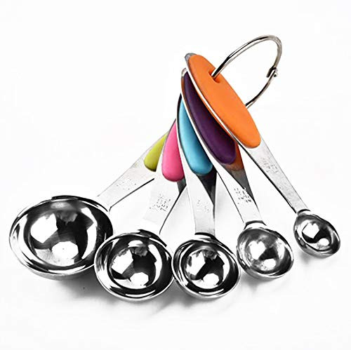 10 Piece Measuring Cups and Spoons Stainless Steel Seasoning Baking Utensils Kitchen Tools for Liquid  and  Dry Measuring Cups -5 Piece Spoons-