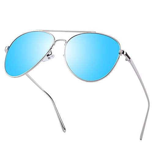 Classic Aviator Sunglasses for Men UV 400 Protection Polarized Mens Women Sunglasses -8036/Blue-