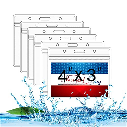 6 Pcs Card Holder/Badge Holder, PVC Card Protector 4x3 in, ID Card Name Tag Badge Holder, Clear Vinyl Plastic Sleeve with Waterproof Type Resealable Zip