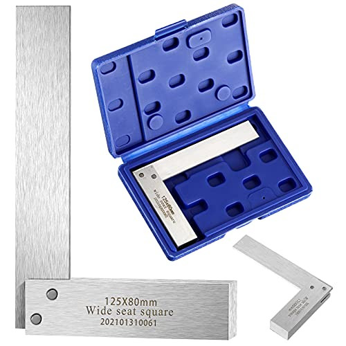 Machinist Square Mechanical Engineer Steel Square High Precision 90 Degree Wide Base Square Tool Wide Sitting Angle Square L-type Testing Measuring Tool for Engineer Student Artist -5 x 3.2 Inch-
