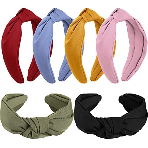 6 Pieces Wide Knotted Headbands Knot Hairband Solid Color Plain Headband Knot Turban Headband Twist Turban Headwrap Yoga Hair Band Elastic Hair Accessories for Women and Girls 6 Pieces Wide Knotted Headbands Knot Hairband Solid Color Plain Headband Knot Turban Headband Twist Turban Headwrap Yoga Hair Band Elastic Hair Accessories for Women and Girls