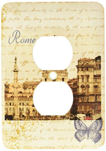 3dRose lsp_130622_6 Rome with Script and Butterfly- Italy 2 Plug Outlet Cover