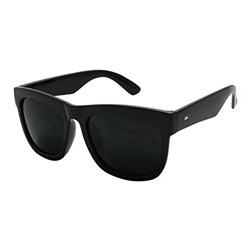 ShadyVEU Super Dark Round Sunglasses UV400 Casual Blacked Out 80's Retro Shades -Glossy Black Style 2, Dark Black-