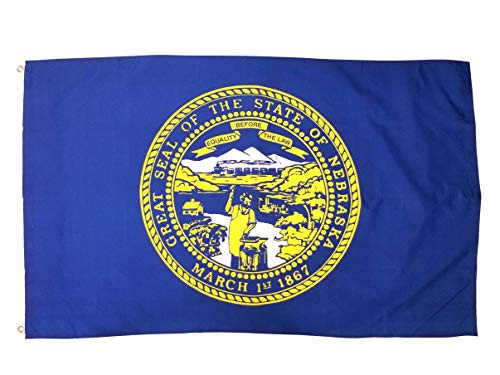 High Supply 3x5 Nebraska Flag with Two Brass Grommets, Double Stitched Edges, and 100 percent Polyester Fabric, Nebraska State Flag 3x5 Foot State Flag of Nebraska, Nebraskan State Flag