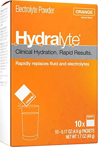 Hydralyte Electrolyte Hydration Powder Packets Formula, Orange, 10 Count