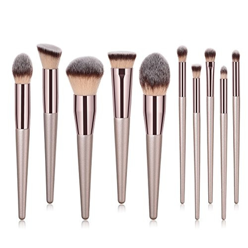10Pcs Professional Makeup Brush Set Premium Synthetic Foundation Brush Powder Eye Shadow Eyebrow Blush Contour Blender Brush Cosmetics Applicator