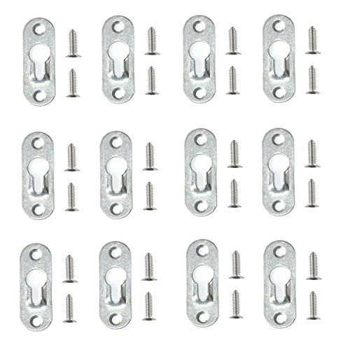 20pcs Single Keyhole Hangers with Needed Screws Picture Frame Mirror Cabinet Hanging Fasteners Metal Keyhole Hanging Brackets Metal Hanging Fasteners