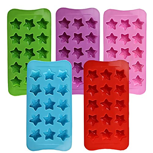 Magigift Silicone Star Molds, Baking Pan with star Shape Non-Stick Silicone Molds for Chocolate, Candy, Jelly, Ice Cube, Muffin -5pack-