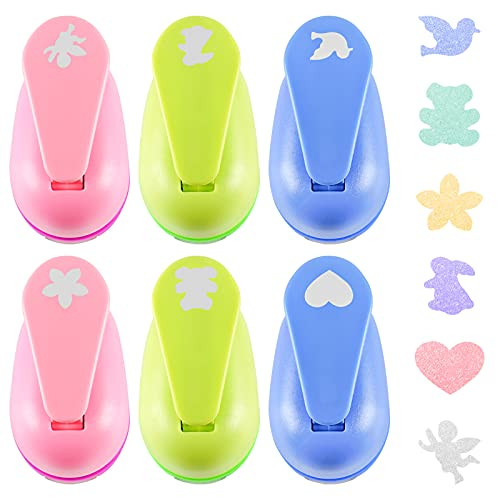 6 PCS Craft Hole Punch Paper Punch Handmade Hole Scrapbook Punchers 0.6 Inch Different Shape Crafting Designs for Kids Paper Crafts, Card Making, Scrapbooking