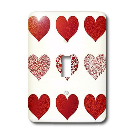 3dRose lsp_37469_1"Valentine 9 Red Hearts" Single Toggle Switch