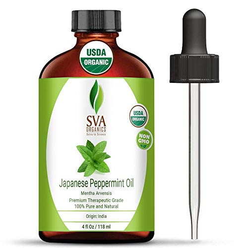 SVA Organics Japanese Peppermint Essential Oil Organic 4 Oz USDA 100 percent Pure and Natural Premium Therapeutic Grade For Aromatherapy, Skin Care, Hair Care and Body Massage SVA Organics Japanese Peppermint Essential Oil Organic 4 Oz USDA 100 percent Pure and Natural Premium Therapeutic Grade For Aromatherapy, Skin Care, Hair Care and Body Massage