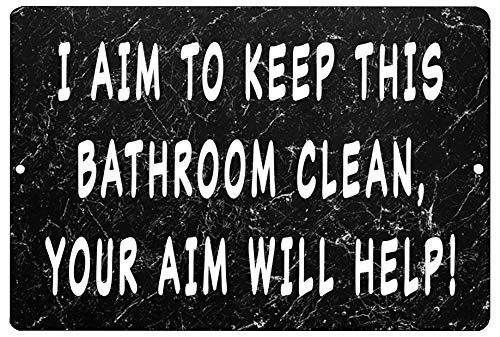 Rogue River Tactical Funny Bathroom Sign Metal Tin Sign Wall Decor Man Cave Bar Aim