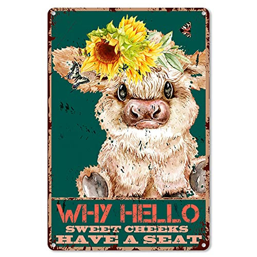 ForbiddenPaper Funny Bathroom Quote Metal Tin Sign Wall Decor Vintage Hello Sweet Cheeks Cow Tin Sign for Office/Home/Classroom Bathroom Decor - Best Farmhouse Decor 8x12 Inch ForbiddenPaper Funny Bathroom Quote Metal Tin Sign Wall Decor Vintage Hello Sweet Cheeks Cow Tin Sign for Office/Home/Classroom Bathroom Decor - Best Farmhouse Decor 8x12 Inch
