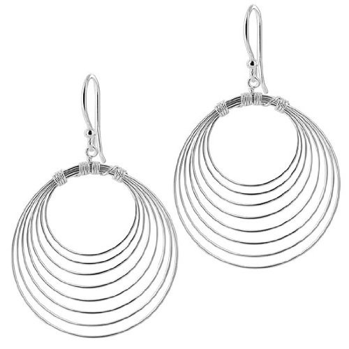Round Design 925 Sterling Silver French Ear Wire Dangle Earrings