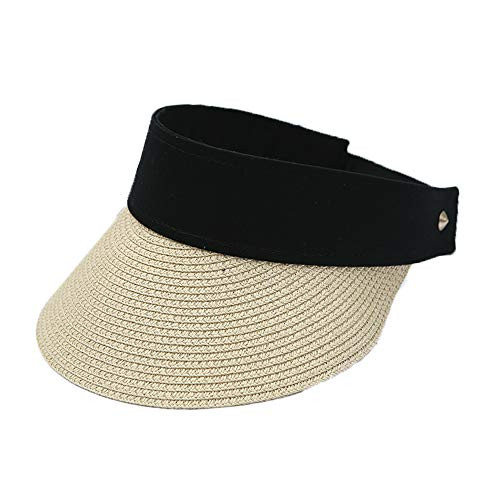 Women Straw Sun Hat - Sun Visor Hats Wide Brim Beach Hat Foldable Fedora Hat Roll up Floppy Summer UV Hat Caps -Beige- Women Straw Sun Hat - Sun Visor Hats Wide Brim Beach Hat Foldable Fedora Hat Roll up Floppy Summer UV Hat Caps -Beige-