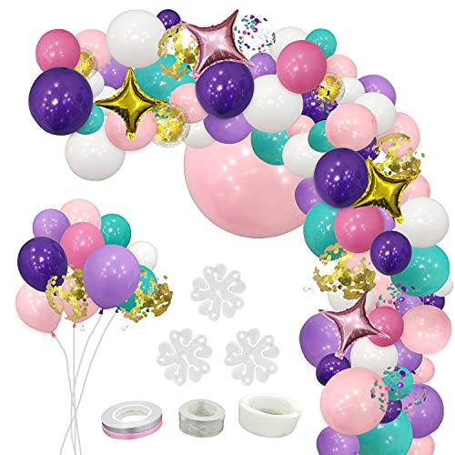 JANEF 151pcs Unicorn Mermaid Balloon Garland Arch Set, Confetti Latex Foil Purple Pink Balloons with 7 Balloon Tools, for Theme Birthday Party Shower Wedding Supplies Decoration JANEF 151pcs Unicorn Mermaid Balloon Garland Arch Set, Confetti Latex Foil Purple Pink Balloons with 7 Balloon Tools, for Theme Birthday Party Shower Wedding Supplies Decoration