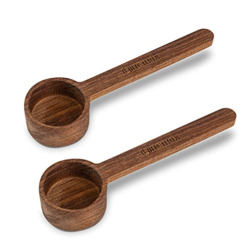 2 Pieces Wooden Coffee Scoop for Ground Coffee - HEIHOX Coffee Measuring Spoon in Black Walnut, Wooden Measuring Spoons Set for Coffee Beans, Ground Beans or Tea, 2 Tablespoon and 10g Capacity 2 Pieces Wooden Coffee Scoop for Ground Coffee - HEIHOX Coffee Measuring Spoon in Black Walnut, Wooden Measuring Spoons Set for Coffee Beans, Ground Beans or Tea, 2 Tablespoon and 10g Capacity