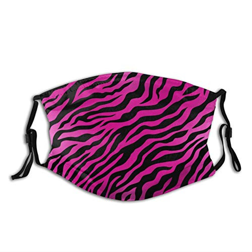 Pink Zebra Animal Face Mask with Filter Nose Wire Adjustable Ear Loops Bandanas for Men Women