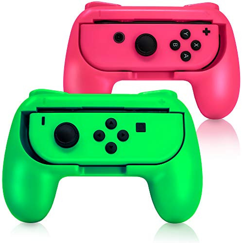 ADZ Switch Joy Con Grip x 2 Switch Joycon Comfort Grip Controller Accessories Compatible with Nintendo Switch JoyCon Controller -Pink/Green-