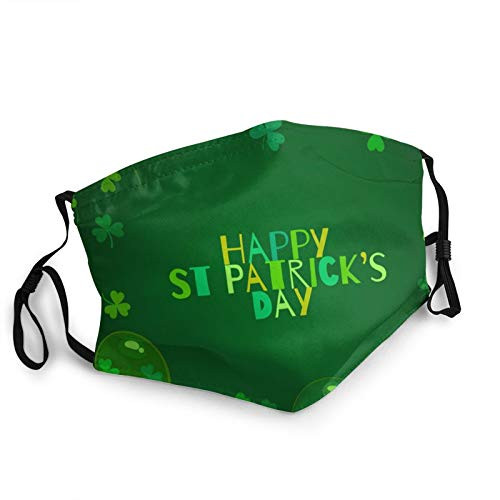 Happy St Patricks Day Face Mask Washable with Nose Wire Adjustable Bandanas for Men Women Black