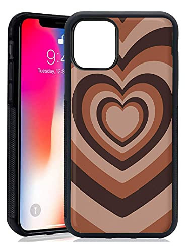 Hng Kiang Hu for iPhone 12 Case, iPhone 12 Pro Case, Heart Coffee Latte case, Soft TPU Tempered Mirror Material Brown Heart Pattern Valentine Coffee Design Cases -Heart Coffee Latte-