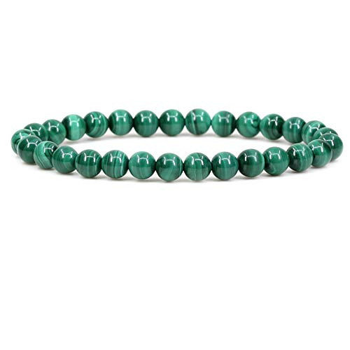 Keleny Green Malachite Crystal 6mm Round Beads Rock Yoga Stretch Bracelet 7 Inch Unisex
