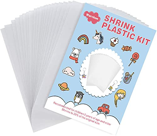 Warckon 12 Pieces Printable Shrink Plastic Sheets for Ink Jet Printers, Shrink Art Paper Shrink Film Sheets for Kids, Create Your Own Earrings, Necklace, Keychains 8.3 x 11.6 inch / 21 x 29.5 cm