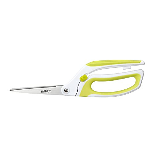 LIVINGO 10" Spring Action Fabric Scissors, Professional Sewing Scissors for Tailor Dressmaker, Spring Loaded Heavy Duty Fabric Shears for Crafting with Comfortable Handle, All purpose-Green/White-