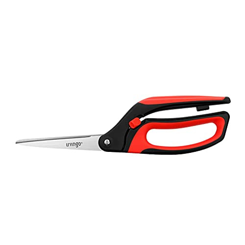 LIVINGO 10" Spring Action Fabric Scissors, Professional Sewing Scissors for Tailor Dressmaker, Spring Loaded Heavy Duty Shears for Fabric Crafting with Comfortable Handle, All Purpose -Red/Black-