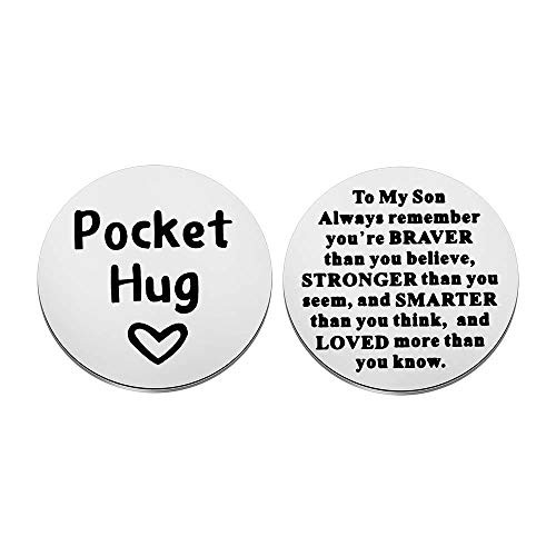 KUIYAI to My Son/Daughter/Grandson/Granddaughter/Niece/Nephew Pocket Hug Token Always Remember You are Braver Than You Believe Token Inspiration Gift -Son Token- KUIYAI to My Son/Daughter/Grandson/Granddaughter/Niece/Nephew Pocket Hug Token Always Remember You are Braver Than You Believe Token Inspiration Gift -Son Token-