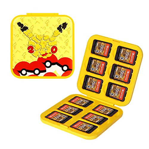 Dainslef 12 in 1 Game Card Case for Nintendo Switch and Lite Pokemon Pikachu Nintendo Switch Game Storage Switch Game Card Holder Switch Card Case with 2 Thumb Grip Caps