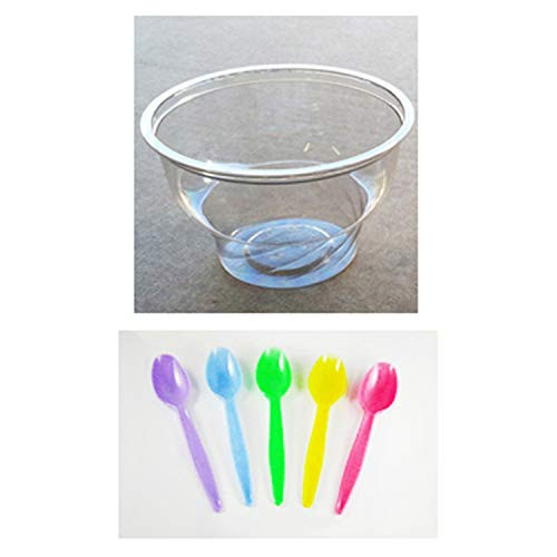 48 Ct Clear Ice Cream Cup (8 Ounce) with Spoons by Momoka's Apron