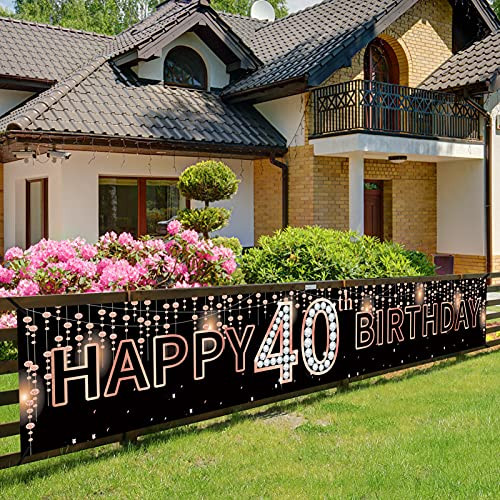 Luxiocio 40th Birthday Banner Backdrop Decorations for Women, Rose Gold Happy 40 Birthday Party Sign Supplies, 40 Years Old Birthday Photo Booth Props Decor-9.8ft x 1.6ft- Luxiocio 40th Birthday Banner Backdrop Decorations for Women, Rose Gold Happy 40 Birthday Party Sign Supplies, 40 Years Old Birthday Photo Booth Props Decor-9.8ft x 1.6ft-