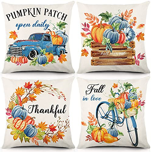 YGEOMER Fall Decoration Fall Pillow Covers 18x18 Set of 4 Outdoor Pillow Covers Fall Farmhouse Truck Harvest Pumpkin Thanksgiving Decor Throw Pillowcase Linen Cushion Case for Home Decor YGEOMER Fall Decoration Fall Pillow Covers 18x18 Set of 4 Outdoor Pillow Covers Fall Farmhouse Truck Harvest Pumpkin Thanksgiving Decor Throw Pillowcase Linen Cushion Case for Home Decor