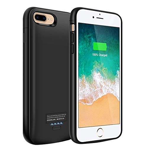 Battery Case for iPhone 7 Plus/8 Plus, Euhan 5500mAh Portable Protective Charging Case Compatible with iPhone 7 Plus/8 Plus/6 Plus/6s Plus (5.5 inch) Rechargeable Extended Battery Case (Black)