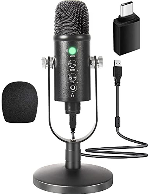 USB Microphone for Computer Condenser Microphone Gaming Microphone for PC,Laptop Mic Desktop Recording Microphone Professional Podcast Mic with Noise Reduction for MacOS,iPhone Cardioid Studio
