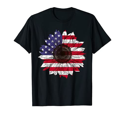 American Flag Sunflower Graphic 4th of July Plus Size T-Shirt