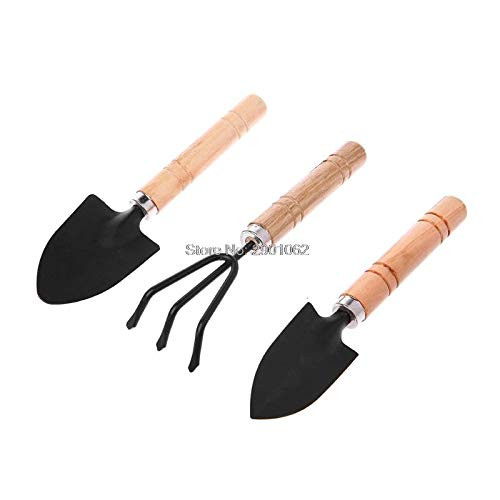 3Pcs Mini Spade Shovel Rake Garden Plant Tool Set with Wooden Handle Gardening AP16