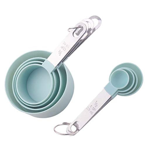 FRCOLOR Measuring Cups and Spoon Set, Nesting Kitchen Measuring Set Stainless Steel Handle Measuring Cup Set for Baking Cooking