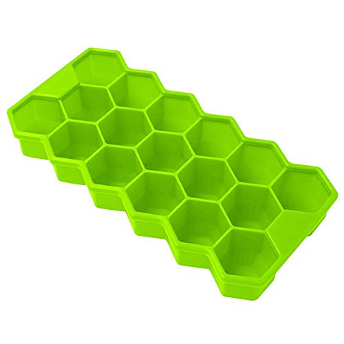 Ice Cube Trays, Silicone 17 Cells Honeycomb Ice Cube Molds with Lid Flexible Ice Trays BPA Free, for Whiskey, Cocktail, Stackable Flexible Safe Ice Cube Molds