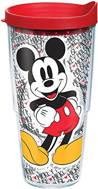 Tervis 1227948 Disney - Mickey Mouse Name Pattern Tumbler with Wrap and Red Lid 24oz, Clear Tervis 1227948 Disney - Mickey Mouse Name Pattern Tumbler with Wrap and Red Lid 24oz, Clear