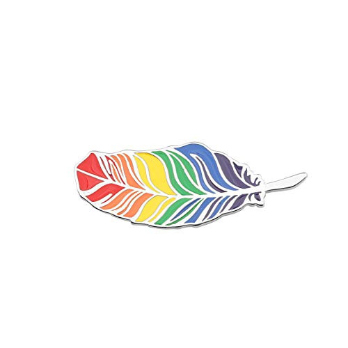 CENWA Rainbow Pride Feather Enamel Pin LGBT Queer Pride Rainbow Flag LGBTQ Gift Funny Gay Pride Jewelry -Rainbow Pride Feather Pin-