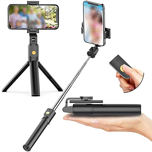 Best Shopper - Selfie Stick Phone Tripod Wireless Bluetooth Detachable Remote Extendable Selfie Stick for iOS/Android Phones - Black
