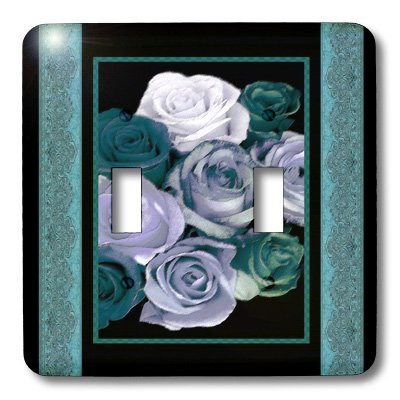 3dRose lsp_29800_2 Dreamy hues of teal and turquoise roses with ocean blue damask ribbon trim Toggle Switch