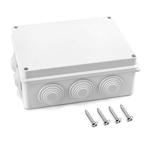 QWORK Waterproof Dustproof IP65 ABS Plastic Junction Box Universal Electrical Project Enclosure White 7.9 x 6.1 x 3.1 inch -200 x 155 x 80 mm-