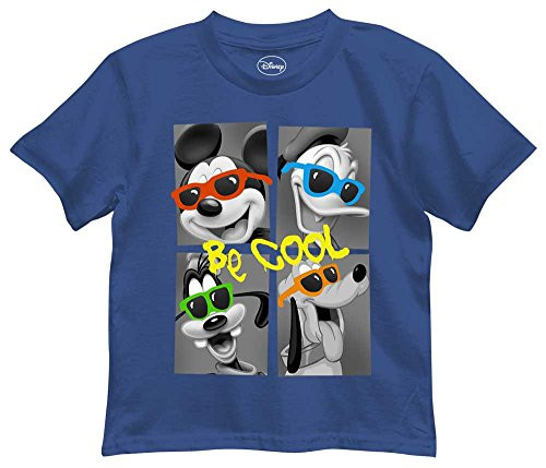 Disney Little Boys' Mickey Mouse, Donald Duck, Goofy and Pluto T-Shirt, Light Navy, 5/6