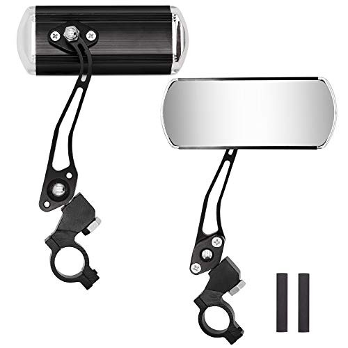 Jeemiter Bicycle Rearview Mirrors, Adjustable Rotatable Handlebars Glass Mirror, Safe 360 Rotation Rearview Mirror Mountain Bike Mirror-Black