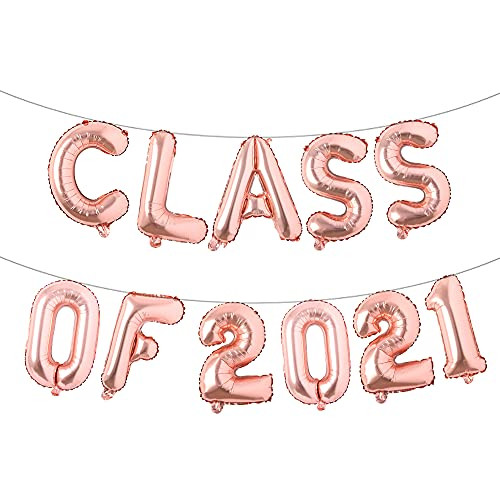 16 Inch Graduation Party Balloons Class of 2021 Foil Balloons Banner Letter Foil Mylar Balloons Decorations, Graduate Balloons,Retirement, Congrats Grad Party Supplies -Class of 2021 Rose Gold-