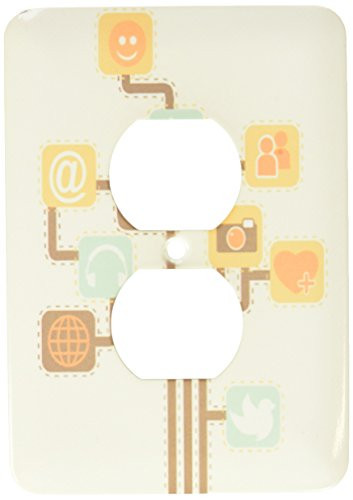 3dRose lsp_104600_6 Social Media Internet Icons Geek Tree Vector Design 2 Plug Outlet Cover