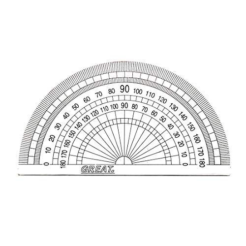 Plastic Protractor Math Protractors 0-180 Degrees for Angle Measurement Math Class Office Supply 2pcs